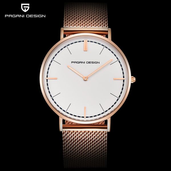pagani design 2019 new ultra thin fashion male wristwatch stainless steel business waterproof men watch simple saat dropshipping, Slivery;brown